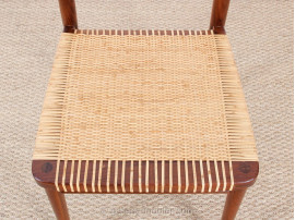 Set of 6  chairs in teak and cane. 