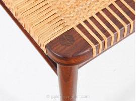 Set of 6  chairs in teak and cane. 