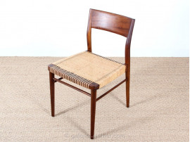 Set of 6  chairs in teak and cane. 