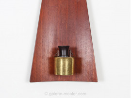 Pair of Scandinavian wall lamps in teak and opal glass
