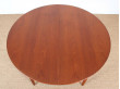 Scandinavian extendable round table in teak, 4/10 seats