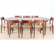 Scandinavian extendable round table in teak, 4/10 seats