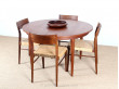 Scandinavian extendable round table in teak, 4/10 seats