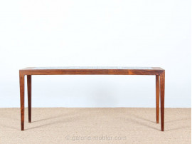 Coffee table / console in rosewood and ceramic tiles top