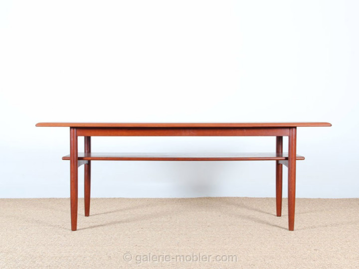 Scandinavian large coffee table in teak