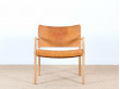 Pair of scandinavian oak and leather easy chairs