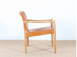 Pair of scandinavian oak and leather easy chairs