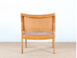 Pair of scandinavian oak and leather easy chairs