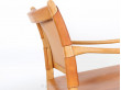 Pair of scandinavian oak and leather easy chairs