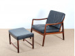 Fauteuil et repose pieds en palissandre de Rio modèle 110 (1951)