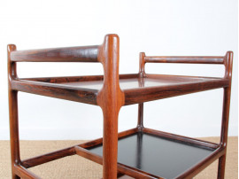 Table desserte roulante scandinave en palissandre de Rio