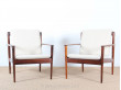 Pair of Scandinavian easy chairs in Rio rosewood, PJ56