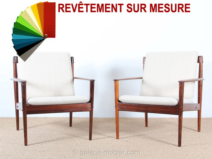 Paire de fauteuils scandinave en palissandre de Rio PJ56