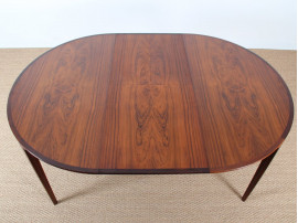 Table de repas scandinave extensible en palissandre de Rio 4/6 pers.