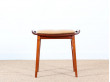 tabouret scandinave en teck avec coussin en cuir