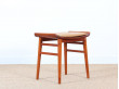 tabouret scandinave en teck avec coussin en cuir