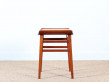 Scandinavian teak stool with a leather cushion