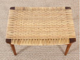 Scandinavian teak and cane stool