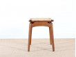 Scandinavian teak and cane stool