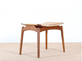 tabouret scandinave en teck et cannage