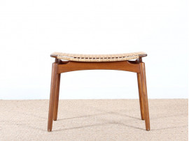 tabouret scandinave en teck et cannage