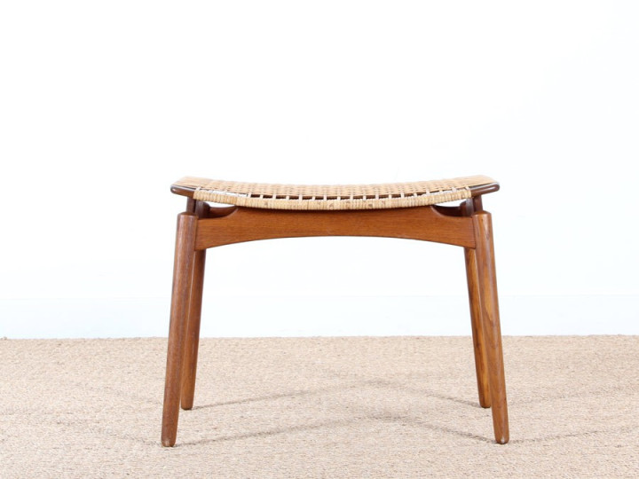 tabouret scandinave en teck et cannage