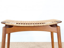 Scandinavian teak and cane stool