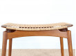 tabouret scandinave en teck et cannage