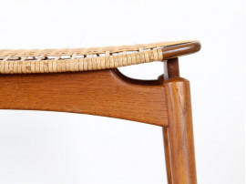 Scandinavian teak and cane stool