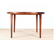 Table de repas ronde extensible en palissandre de Rio, 4/8 pers.