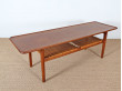 Scandinavian coffee table in oak and cane by Hans Wegner