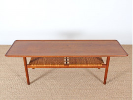 Scandinavian coffee table in oak and cane by Hans Wegner