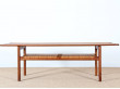 Scandinavian coffee table in oak and cane by Hans Wegner