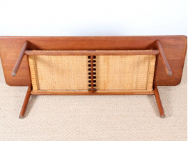 Scandinavian coffee table in oak and cane by Hans Wegner