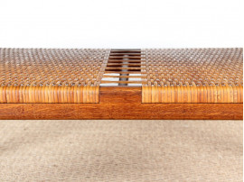 Scandinavian coffee table in oak and cane by Hans Wegner