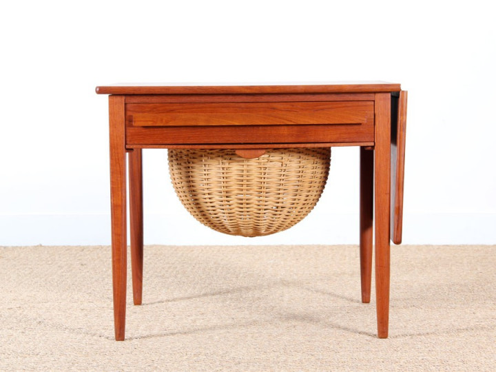 Scandinavian sewing table in teak