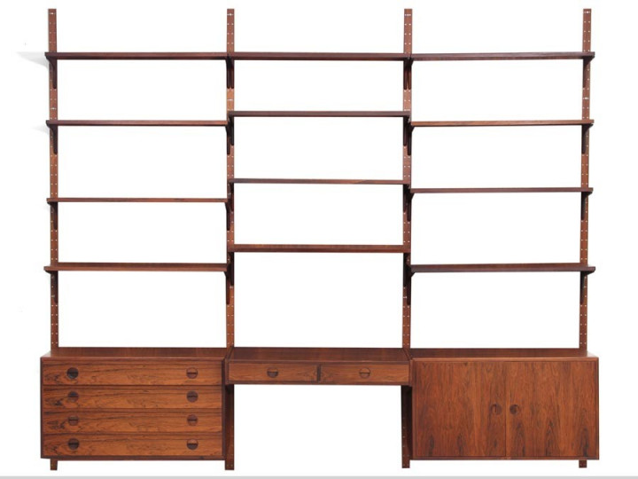 Mid century modern danish wall system in Rio rosewood