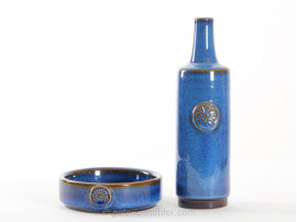 Scandinavian ceramic vase, blue and bronze Northern lights 