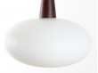 Scandinavian pendant in opal glass and teak