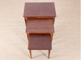 Set of three nesting tables in rosewood