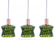 Set of 3 glass pendant lamps 