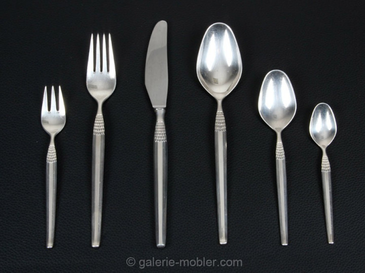 Set of scandinavian silverplate cutlery Cheri for 12 people, 76 pieces.