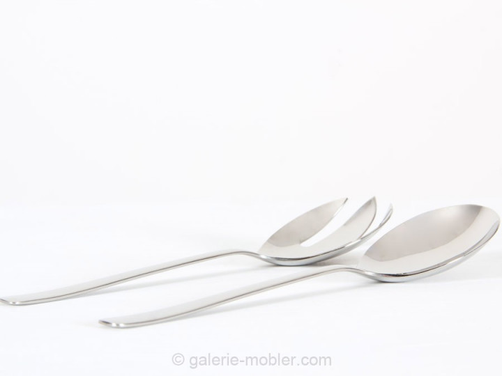 Polished steel salad servers, model Grand Prix