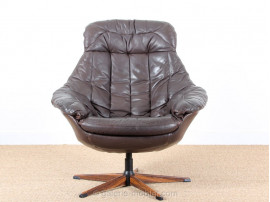 Scandinavian swivel armchair with ottoman, designed by Henry Walther Klein