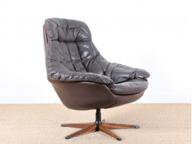 Scandinavian swivel armchair with ottoman, designed by Henry Walther Klein