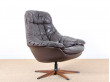 Scandinavian swivel armchair with ottoman, designed by Henry Walther Klein