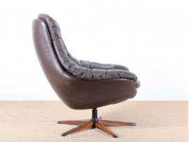 Scandinavian swivel armchair with ottoman, designed by Henry Walther Klein