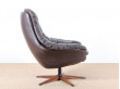 Scandinavian swivel armchair with ottoman, designed by Henry Walther Klein