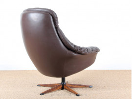 Scandinavian swivel armchair with ottoman, designed by Henry Walther Klein