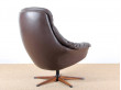 Scandinavian swivel armchair with ottoman, designed by Henry Walther Klein